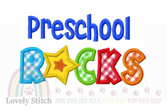 Preschool Rocks Embroidery Design
